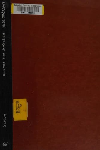 Cover of Evangelische Kriterien der Politik