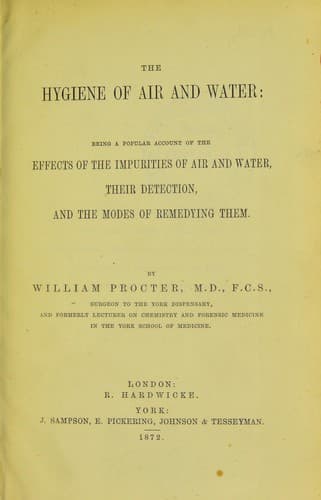 Cover of The hygiene of air and water