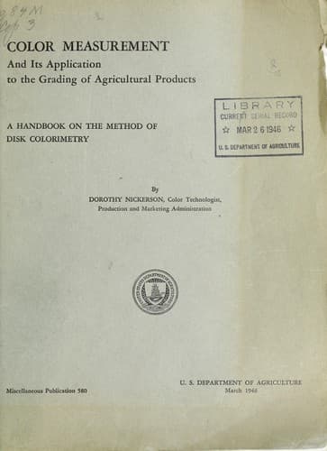 Cover of Color measurement and its application to the grading of agricultural products