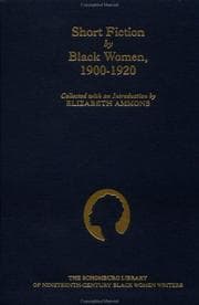 Cover of Short fiction by Black women, 1900-1920