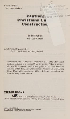 Cover of Leader's guide for group study of Caution