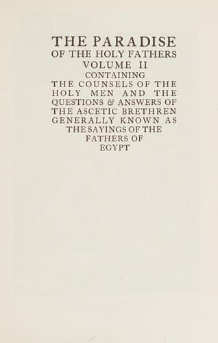 Cover of Paradise of the Holy Fathers (Tr. from Syriac)
