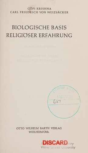 Cover of Biologische Basis religiöser Erfahrung