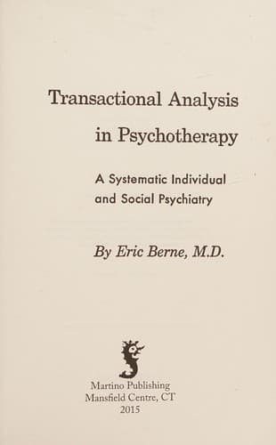 Cover of Transactional Analysis in Psychotherapy