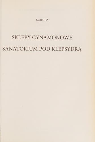 Cover of Sklepy cynamonowe