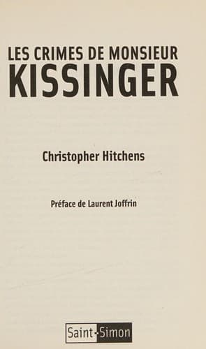 Cover of Les crimes de Monsieur Kissinger