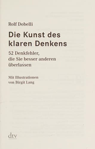 Cover of Die Kunst des klaren Denkens