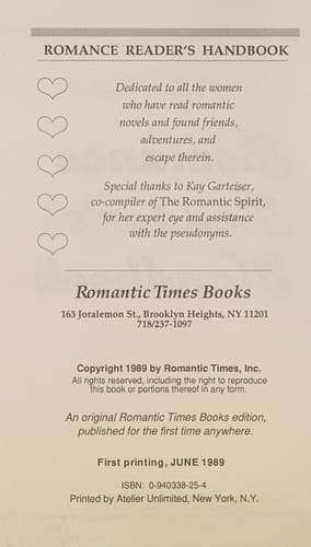 Cover of Romance Reader's Handbook