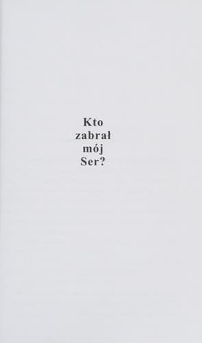 Cover of Kto zabrał mój ser?