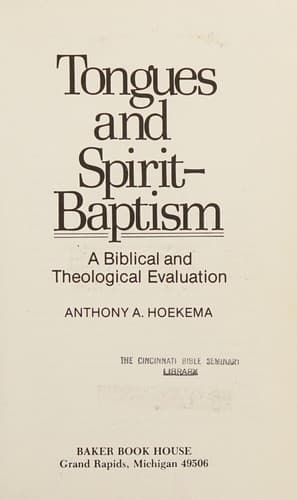 Cover of Tongues and Spirit-baptism