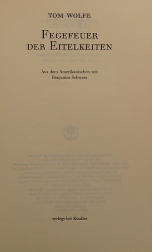 Cover of Fegefeuer der Eitelkeiten