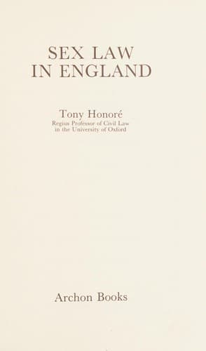 Cover of Sex law in England