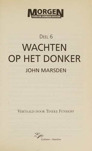 Cover of Wachten op het donker