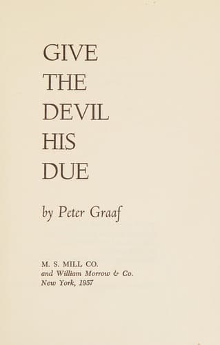 Cover of Give the devil his due.