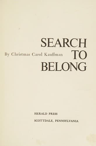 Cover of Search to belong.