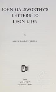 Cover of John Galsworthy's letters to Leon Lion