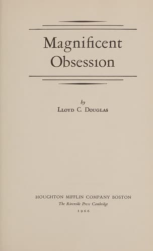 Cover of Magnificent obsession