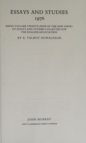 Cover of Essays and studies, 1976