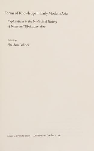 Cover of Forms of knowledge in early modern Asia