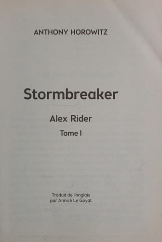 Cover of Alex Rider - Tome 1 - Stormbreaker (Coll.Réf.) - Version sans jaquette (Livre de Poche Jeunesse) (French Edition)