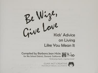 Cover of Be Wize, Give Love