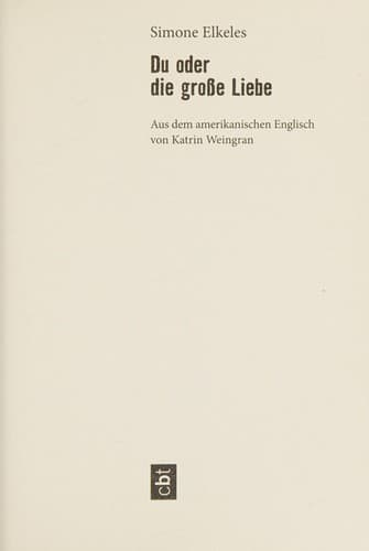 Cover of Du oder die große Liebe