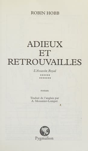 Cover of L'ASSASSIN ROYAL T.13 ; ADIEUX ET RETROUVAILLES (French Edition)
