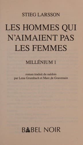 Cover of Millenium 1 (Paperback) Les Hommes Qui N'Aimaient Pas Les Femmes (French Edition)