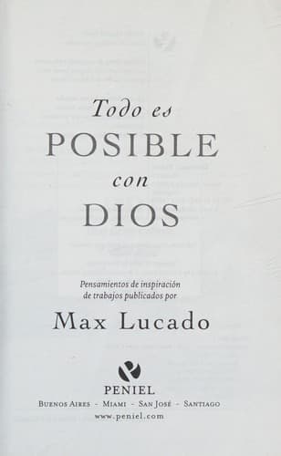 Cover of Todo es Posible Con Dios