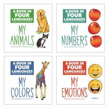 Cover of School and Library a Book in Four Languages Print Series