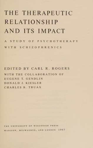 Cover of The Therapeutic Relationship and its impact