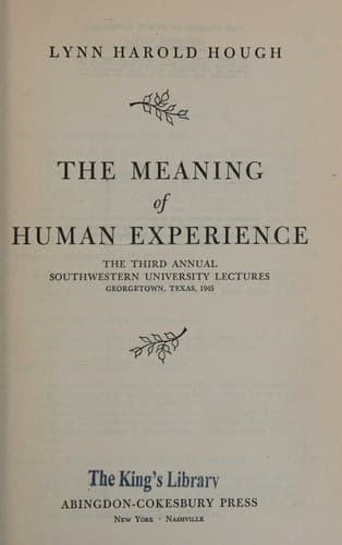 Cover of The meaning of human experience