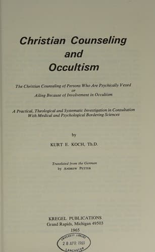 Cover of Christian counseling and occultism;