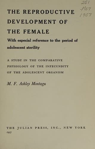 Cover of The Reproductive Development of The Female