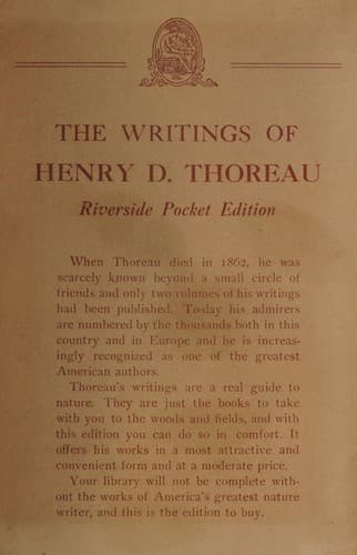 Cover of The writings of Henry D. Thoreau