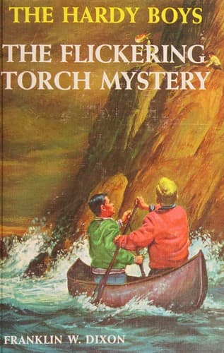 Cover of The Hardy Boys-The Flickering Torch Mystery with Yellow Spine dust Jacket