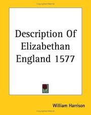 Cover of Description of Elizabethan England 1577