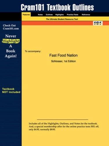 Cover of Cram101 Textbook Outline for Fast Food Nation by Schlosser (Textbook NOT Included)