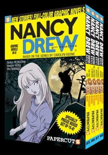 Cover of The Fake Heir/Mr Cheeter is Missing/The Charmed Bracelet/Global Warning (Nancy Drew Graphic Novels: Girl Detective 5-8)