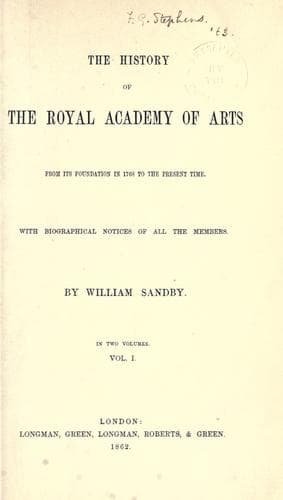 Cover of History of the Royal Academy of Arts from Its Foundation in 1768 to the Present Time