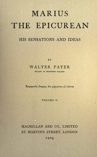 Cover of Marius the Epicurean