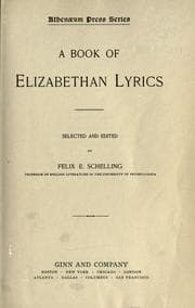 Cover of A book of Elizabethan lyrics