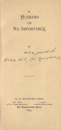 Cover of A husband of no importance