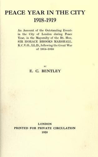 Cover of Peace year in the City, 1918-1919