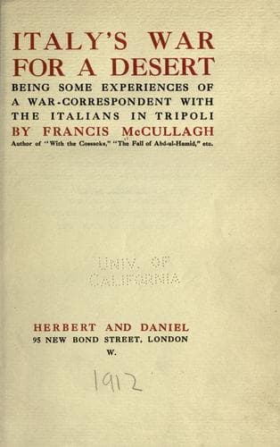 Cover of Italy's war for a desert