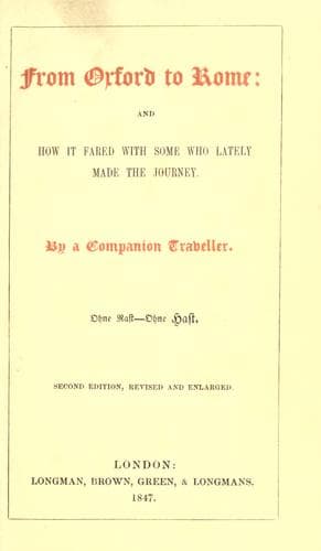 Cover of From Oxford to Rome