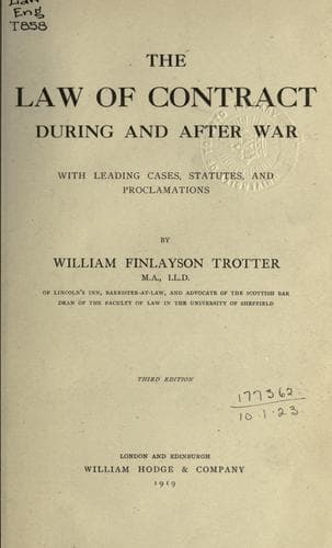 Cover of The law of contract during war