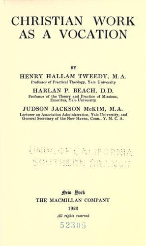Cover of Christian work as a vocation