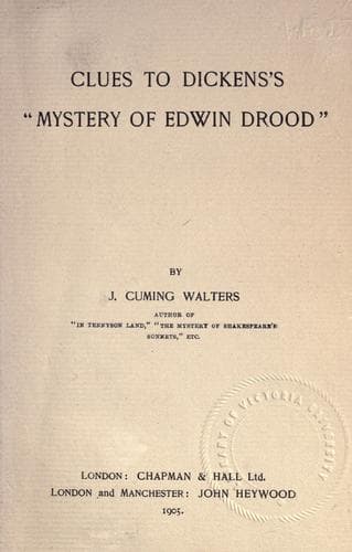 Cover of Clues to Dicken's Mystery of Edwin Drood