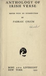 Cover of An anthology of Irish verse